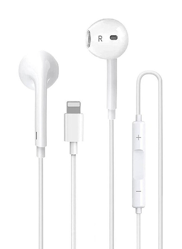 

Go-des Lightning Cable Wired In-Ear Stereo Earphone with Microphone & Volume Control for Apple iPhone, White