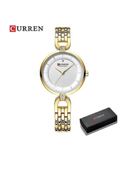 Curren Analog Watch for Women with Stainless Steel Band, Water Resistant, Gold-Silver