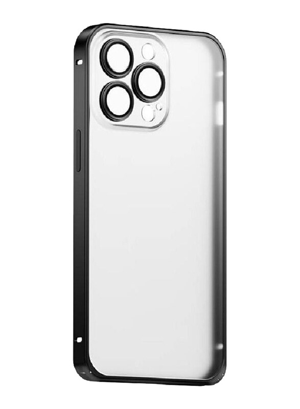 

Generic Apple iPhone 12 Pro Max 2 in 1 Camera Protection Matte Translucent Shell Aluminium Alloy Frame Anti-Fall Mobile Phone Case Cover, Clear