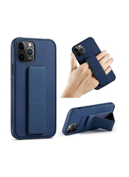 Apple iPhone 14 Pro Foldable Silicone Magnetic Finger Strap and Hand Grip Mobile Phone Back Case Cover, Blue