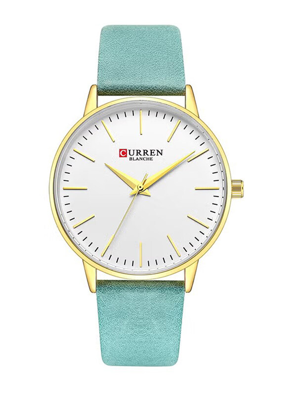 

Curren Analog Watch for Girls with Leather Band, Water Resistant, C9021L-1, Blue-White