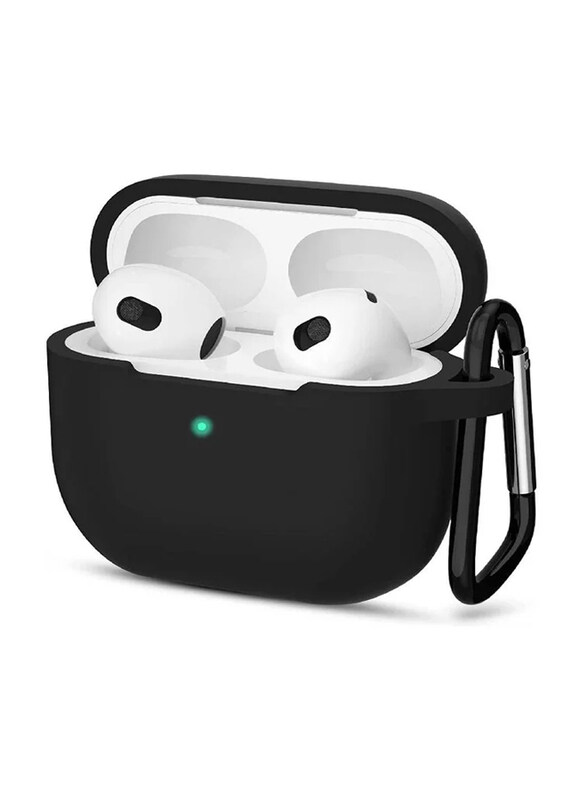 

Generic Apple AirPods 3 Protective Case Cover with Keychain and Lock, Black