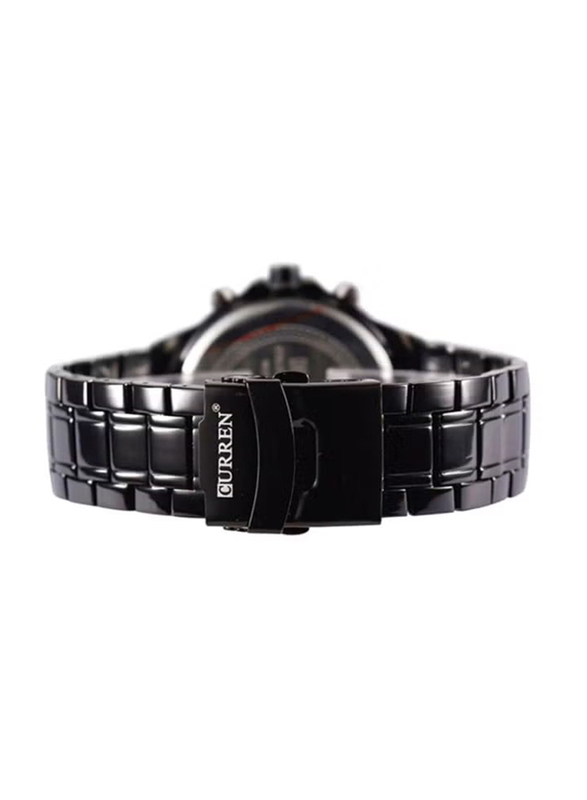 Curren Analog Watch for Men with Stainless Steel Band, Water Resistant, WT-CU-8063-B2, Black