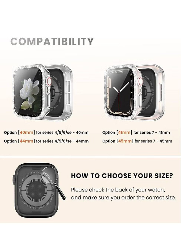 Diamond Guard Shockproof Frame Protective Cover for Apple Watch 42/44mm, 2 Piece, Clear/Black