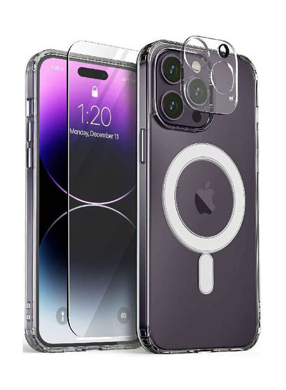 

Generic Apple iPhone 14 Pro MagSafe Case Cover with Tempered Glass Screen Protector & Camera Lens Protector, Clear