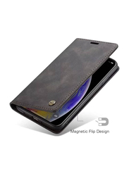 Samsung Galaxy A13 5G Genuine Leather Wallet Magnetic Flip Mobile Phone Case Cover, Black