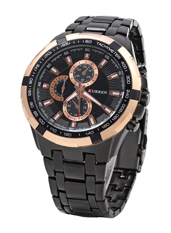 

Curren Analog Chronograph Watch for Men with Stainless Steel Band, Water Resistant, 8023, Black