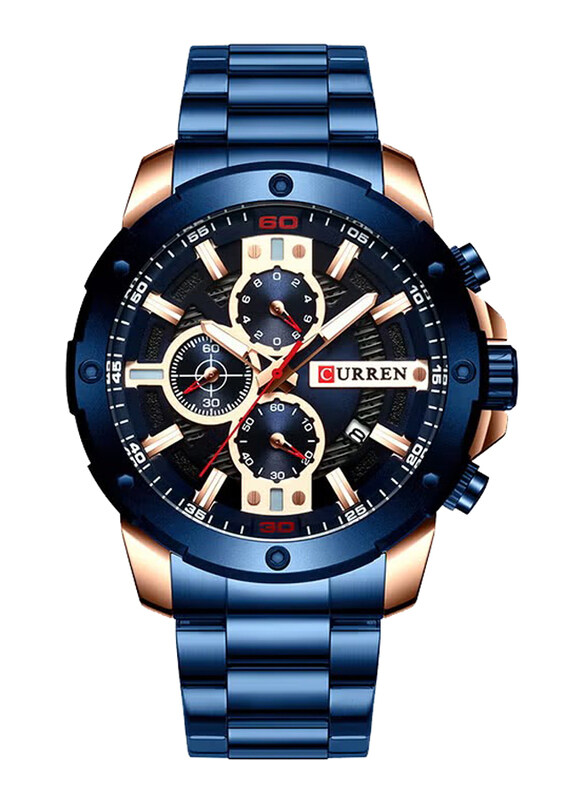 

Curren Analog Wrist Watch for Men with Stainless Steel Band, Water Resistant, J4006BL, Blue