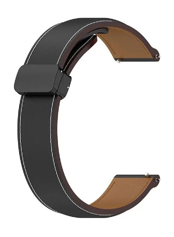 

Perfii Genuine Cow Leather Folding Buckle Watch Strap for Mibro Watch X1, Black