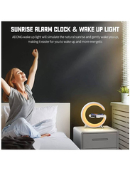 Arabest Sound Machine Smart Light Sunrise Alarm Clock Wake Up Light Alarm Clocks with Fast Wireless Charger, White