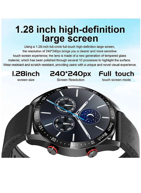 LW 46mm Smartwatch, Bluetooth Voice Call, HD Full Touching Screen, Smart Reminder, Heart Rate, Sleep Monitor, IP67 Waterproof, Black