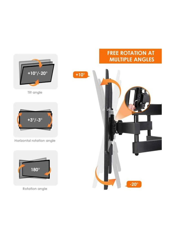 Swivel Articulating Dual Arms Head TV Wall Mount 37 to 70-inch TVs, Black