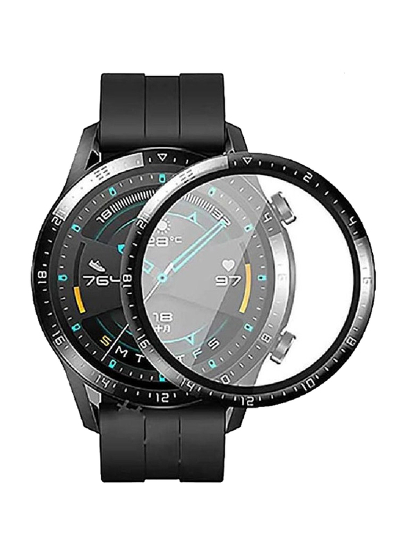 5D Full Curved Tempered Glass Screen Protector for Huawei Watch GT3 42mm, Clear/Black