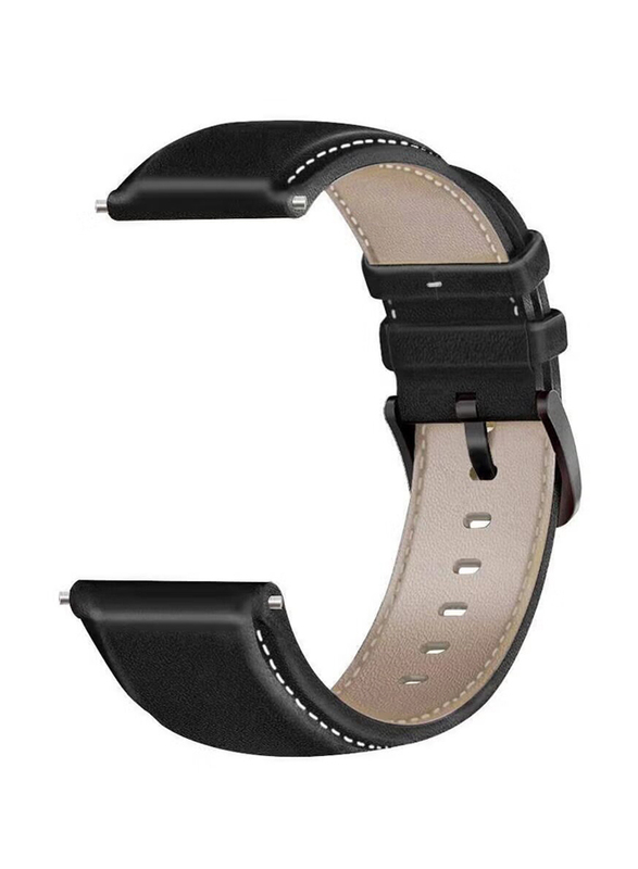 Replacement Genuine Leather Strap for Huawei Watch GT3, Black