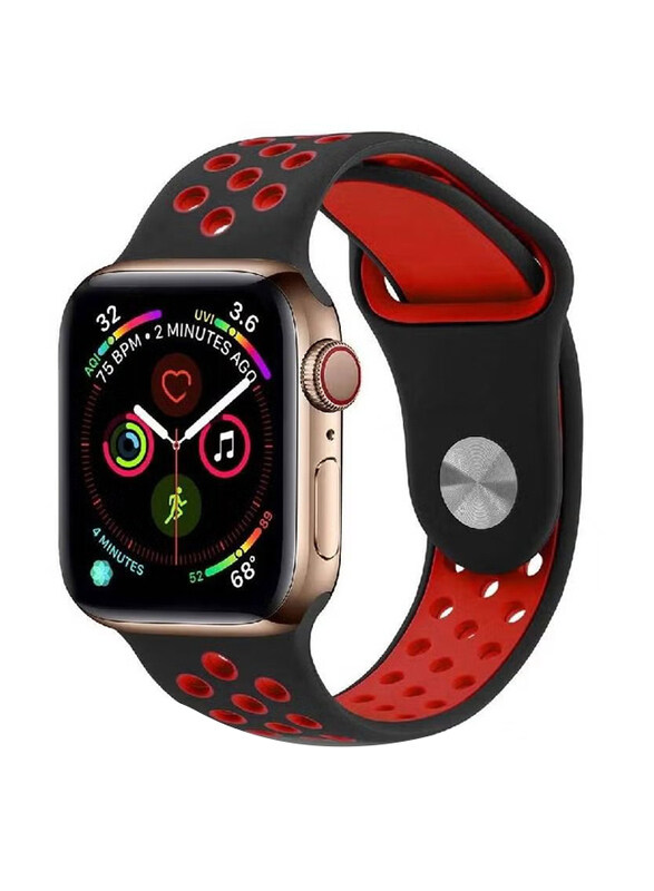 Sport Replacement Wrist Strap Band for Apple Watch 42/44mm, Black/Red