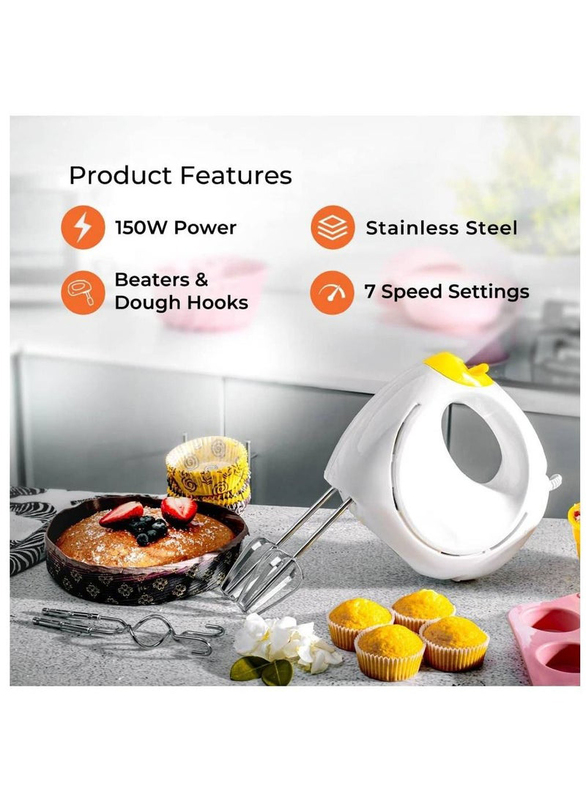 Professional Electric Handheld Food Hand Mixer, White