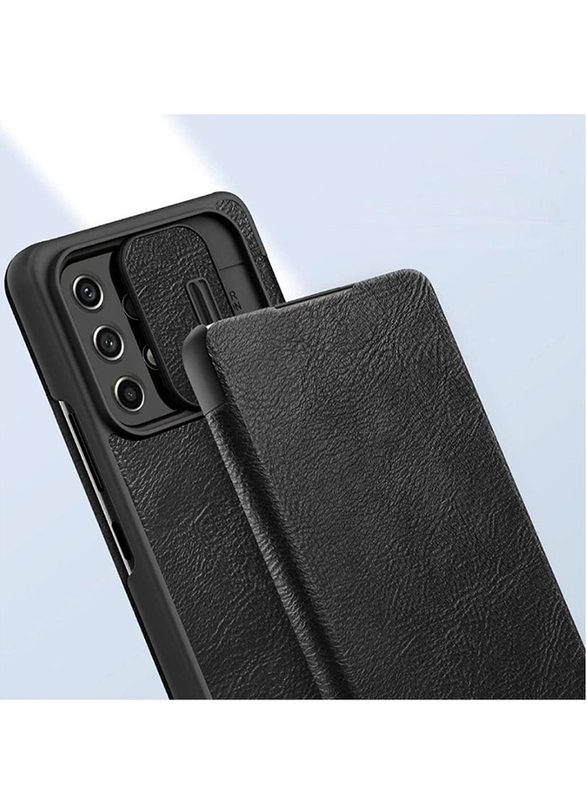 Nillkin Samsung Galaxy A13 4G/5G Qin Leather Mobile Flip Case Cover with Slide Camera Protection, Black