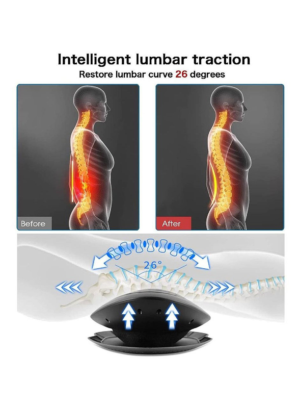 XiuWoo Infrared Heating and Vibration Electric Lumbar Traction Device Lower Back Massager for Back Relaxation, Black