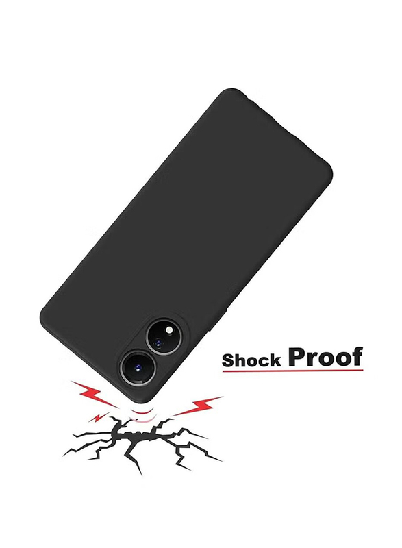 ZOOMEE Oppo A78 5G / A58 5G / A58X Protective Shockproof Soft Liquid Silicone Gel Rubber Microfiber Lining Mobile Phone Case Cover, Black