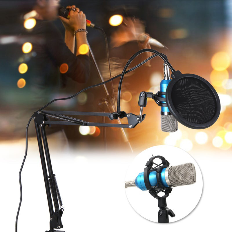 BM700 KTV Professional Singing Studio Recording Condenser Microphone Kit, LU-V5-170, Silver