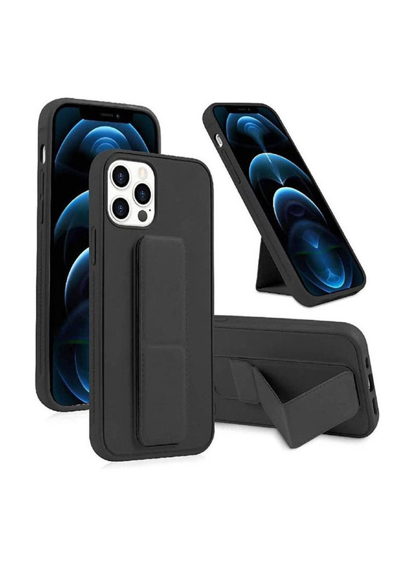 Foldable Silicone Magnetic Finger Strap & Hand Grip Back Case Cover for iPhone 14 Pro Max, Black