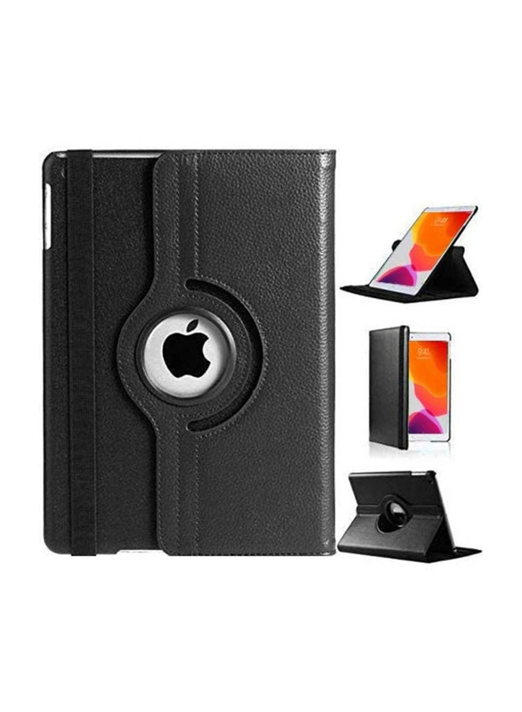 Apple iPad 10.2"/10.5-inch Leather 360-Degree Rotating Stand Folio Flip Tablet Case Cover, Black