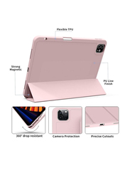 GENNEXT iPad Pro (6th/5th Generation) 2022/2021 12.9" Protective Trifold Stand Tablet Flip Case Cover with Auto Sleep/Wake Flexible Back, Pink