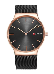 Curren Analog Quartz Watch for Men with Stainless Steel Band, Water Resistant, 8256Mh, Black