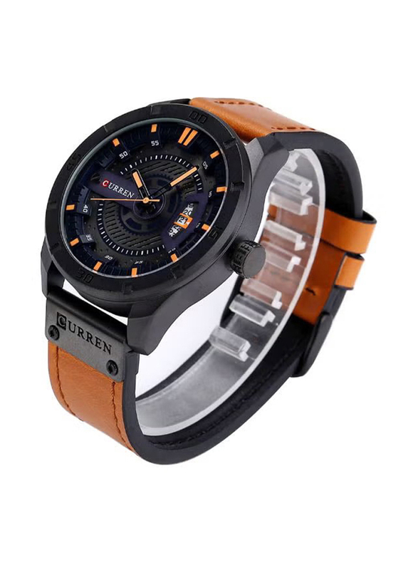 Curren Analog Watch for Men with Alloy Band, Water Resistant, J4171BC-KM, Orange-Black