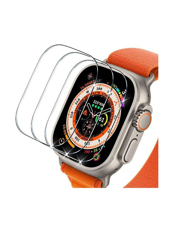 

Generic Anti Scratch HD Bubble Free Tempered Glass Screen Protector for Apple Watch Ultra 49mm, 3-Pieces, Clear