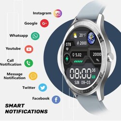 Full Touch Large Display Round Smartwatch, Silver