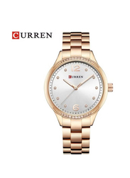 Curren Analog Watch for Women with Stainless Steel Band, Water Resistant, 9003, Gold-Silver
