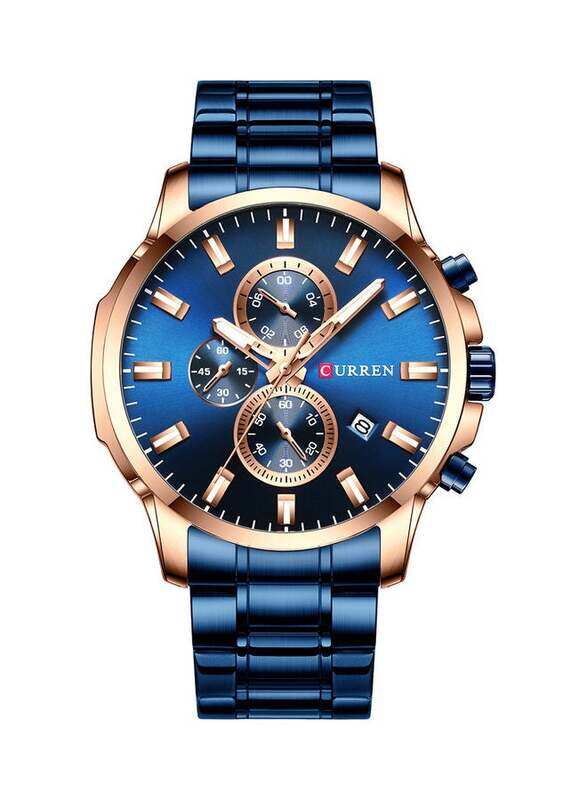 

Curren Analog Wrist Watch for Men with Stainless Steel Band, J4338BL-KM, Blue-Blue