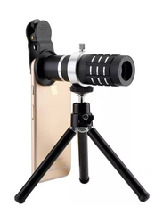 Aluminium Cellphone Mobile Lens 12X Zoom Telescope Camera For Android & IOS, Black