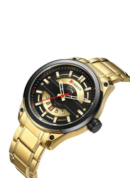 Curren Analog Watch for Men with Stainless Steel Band, J3635G-KM, Gold-Multicolour