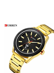 Curren Men Stylish Analog Watch for Men with Stainless Steel Band, Water Resistant, 8331, Gold-Black