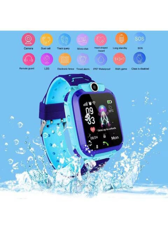 Q12 Kids Intelligent Smart Watch with IP67 Waterproof, Touch-Screen, SOS Phone Call Device & Location Tracker, Blue