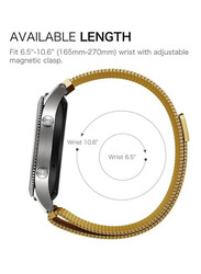 Classic Milanese Loop Adjustable Stainless Steel Replacement Strap Band for Samsung Gear S3 Frontier 22mm, Gold