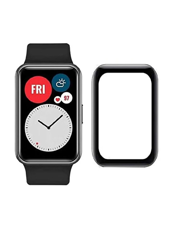 3D Full Coverage HD Premium Real Screen Protector for Huawei Fit Smartwatch, 2 Pieces, Clear/Black