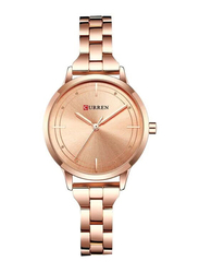 Curren Analog Quartz Watch for Women with Alloy Band, Water Resistant, 9019, Rose Gold