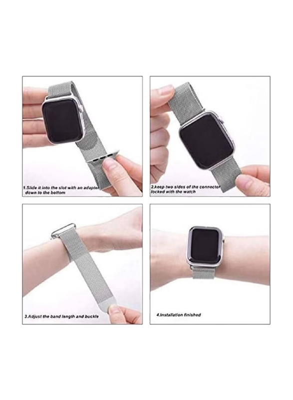 Replacement Milanese Loop Strap for Apple iWatch Series Band 38/40mm, Silver