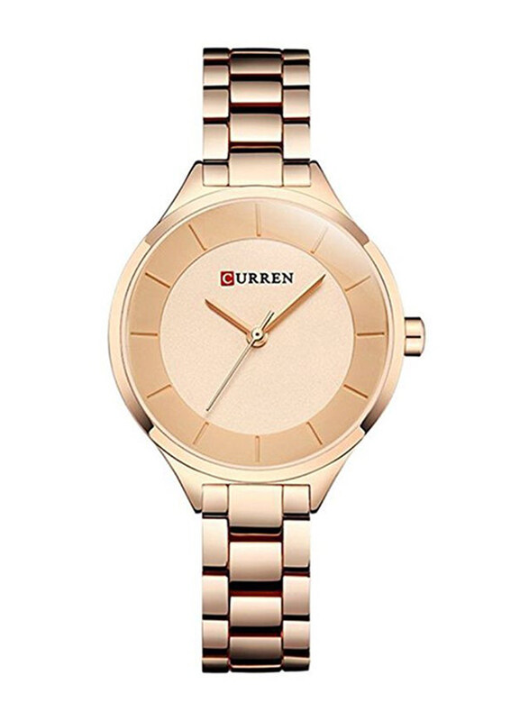 

Curren Analog Watch for Women with Stainless Steel, Water Submerge Resistant, 9015, Rose Gold-Rose Gold