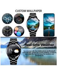 Zoomee Stainless Steel Waterproof Fitness Smartwatch, Black