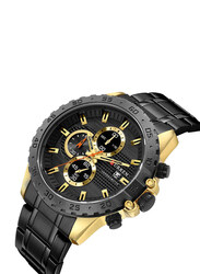 Curren Stylish Analog Watch for Men with Stainless Steel Band, Chronograph, Black-Gold