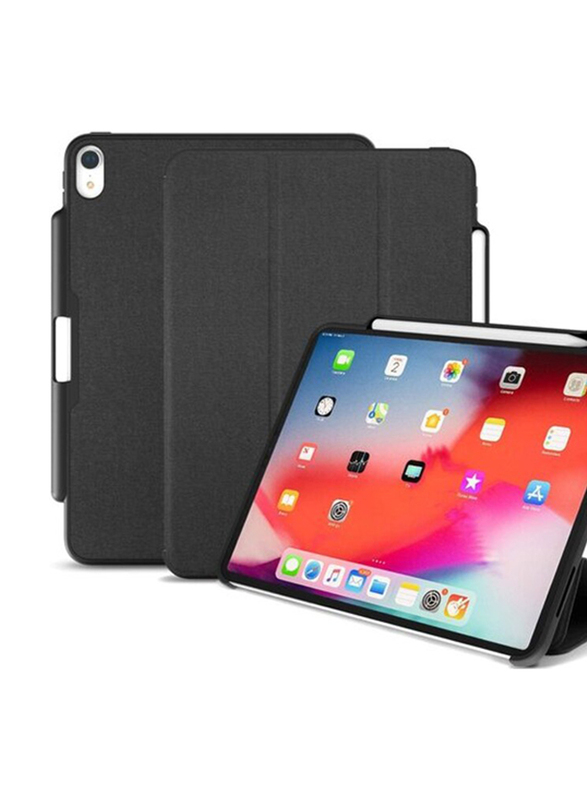 

Khomo Apple iPad Pro (3rd Gen 2018) 12.9" Dual Black Super Slim Mobile Phone Case Cover with Pen Holder & Support Pencil Charging, Black