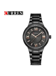 Curren Analog Watch for Women with Stainless Steel Band, Water Resistant, 9004, Black