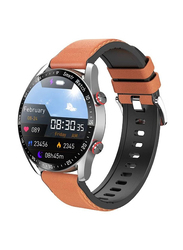 LW Bluetooth Voice Call HD Full Touching Screen Fitness Trackers with Smart Reminder Smartwatch, Brown/Silver