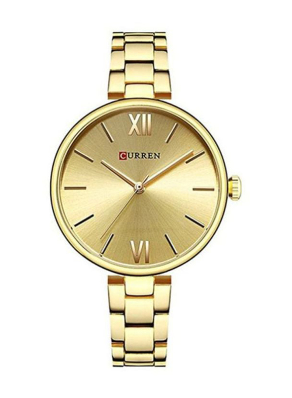 Curren Analog Watch for Women with Alloy Band, Water Resistant, CU-9017, Gold