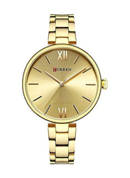 Curren Analog Watch for Women with Alloy Band, Water Resistant, CU-9017, Gold