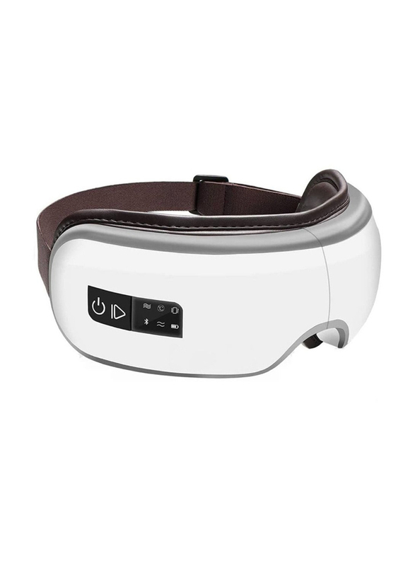 XiuWoo Rechargeable Eye Massager with Heat Vibration Air Pressure Bluetooth Music, White